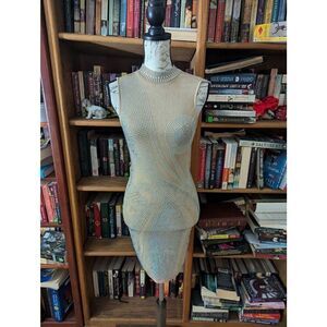 Valiant Paris Women’s Medium Luxury Embellished Bodycon Dress Gown Rhinestone